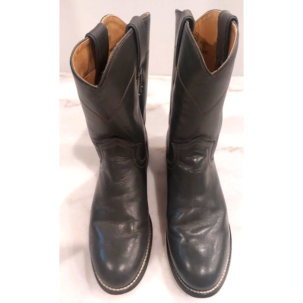 Vintage Justin Ropers Grey Kipskin Leather‎ Boots Size 3 1/2 D and Matching Belt